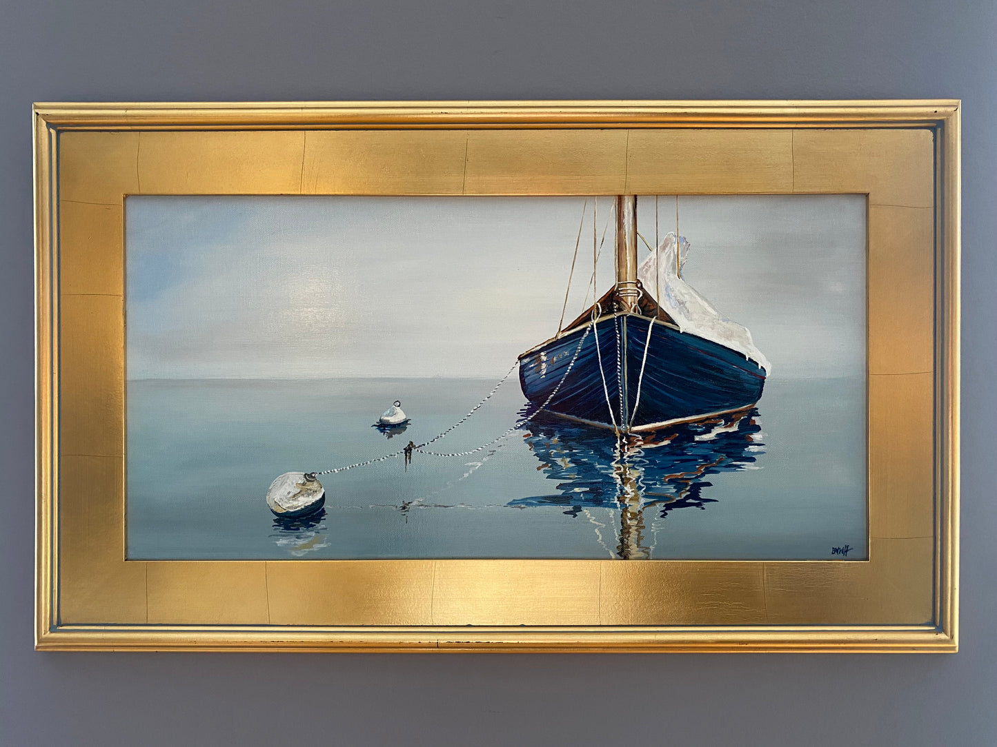 Two Moorings // Framed 24 x 12" Original Oil by Brenda Henriquez