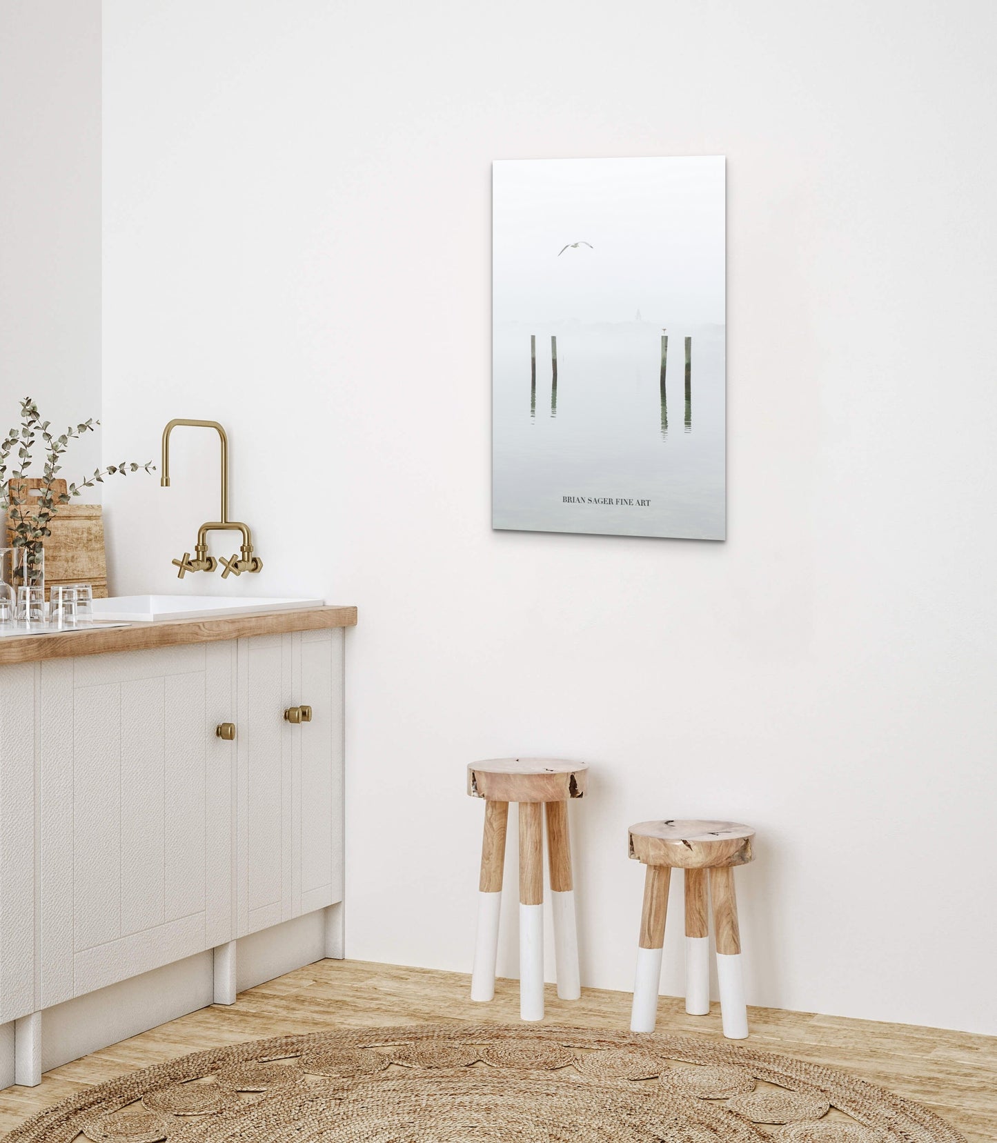 36x24" Print on Metal: Winter Fog, Nantucket Harbor