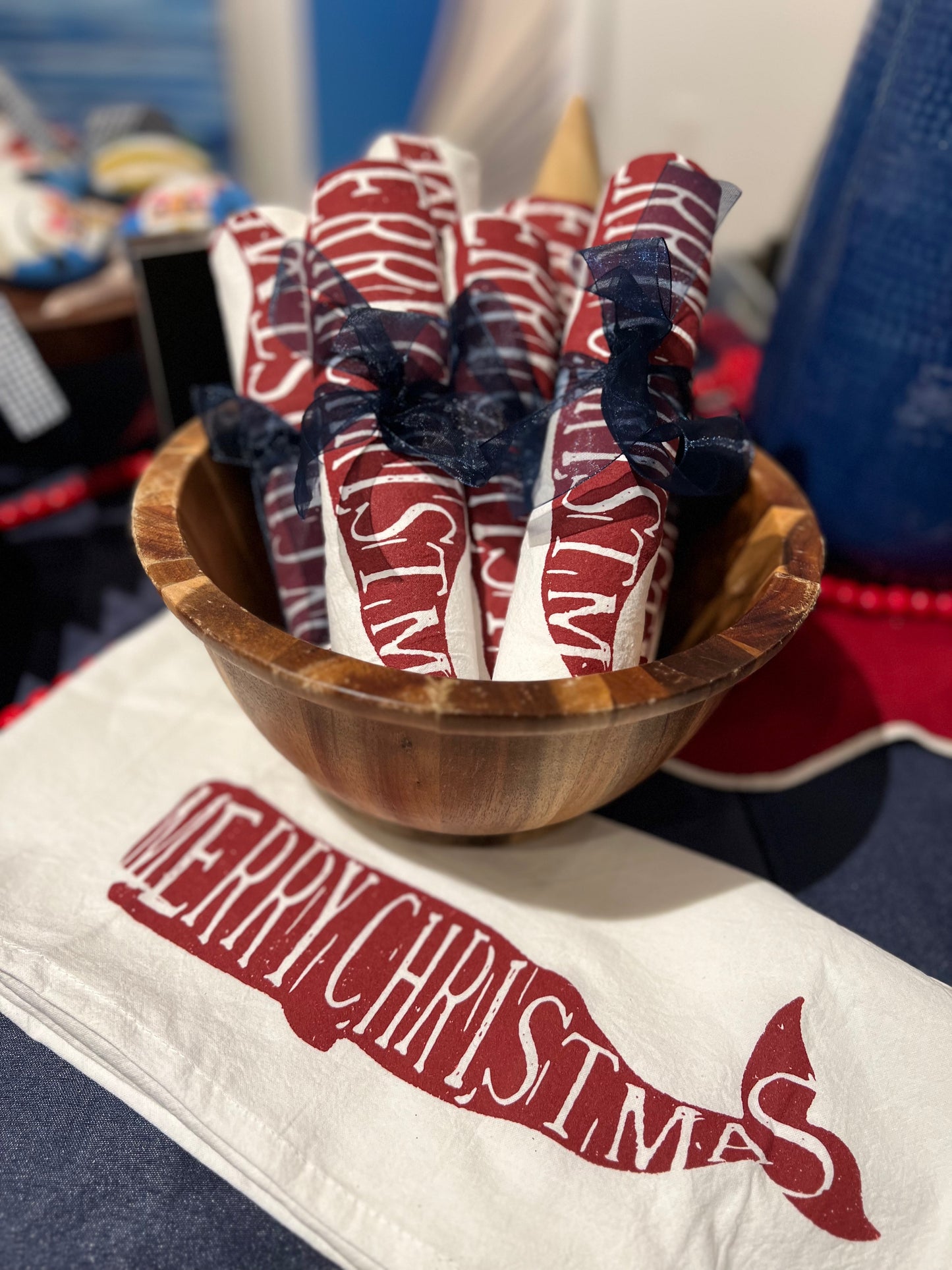 Christmas Whale Tea Towel