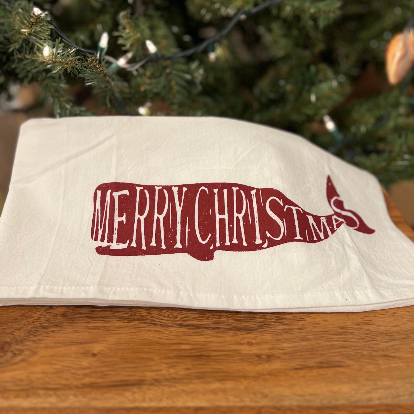 Christmas Whale Tea Towel