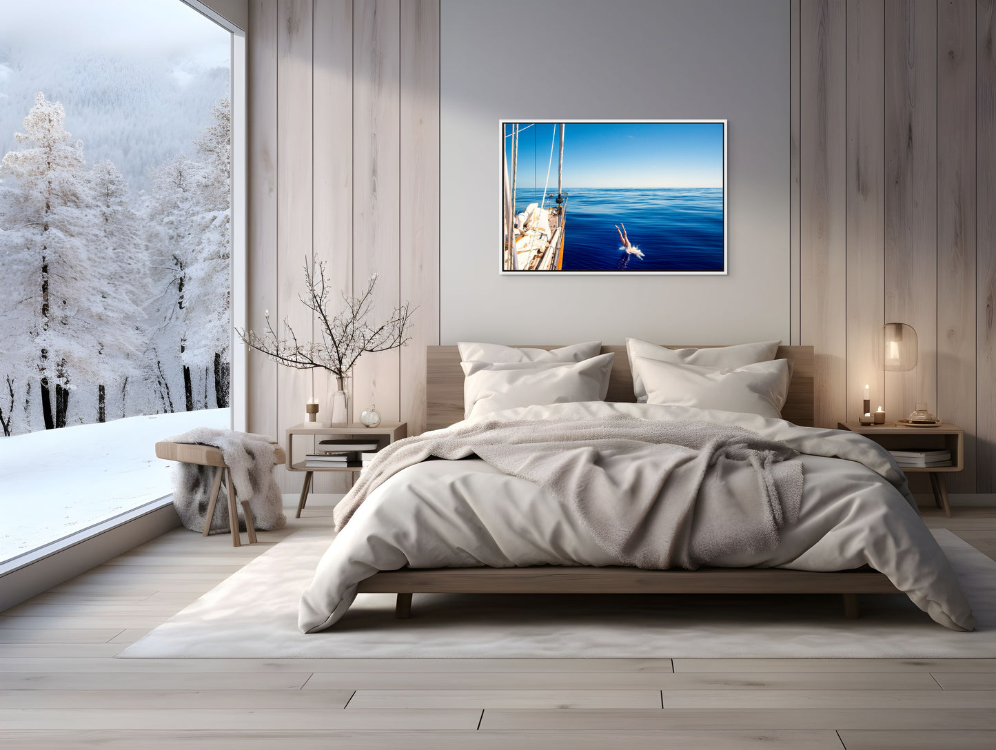 Offshore Swimming: Framed 30x45" Satin Metal Print