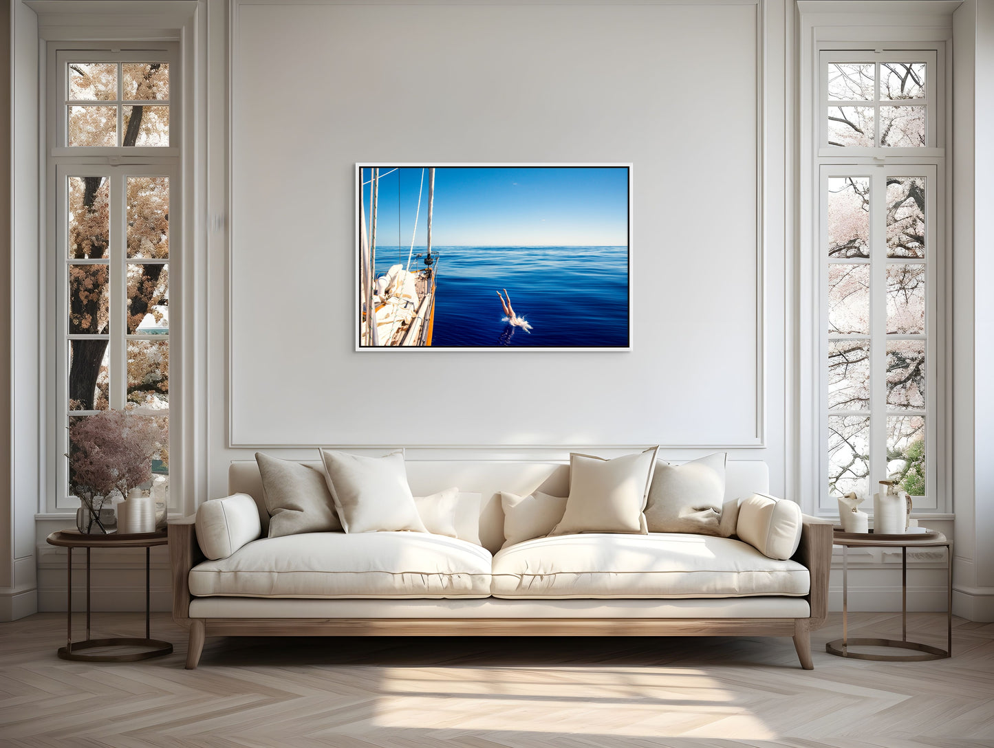 Offshore Swimming: Framed 30x45" Satin Metal Print