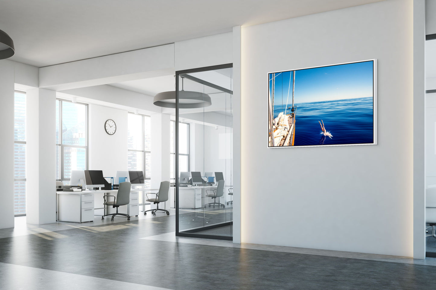 Offshore Swimming: Framed 30x45" Satin Metal Print