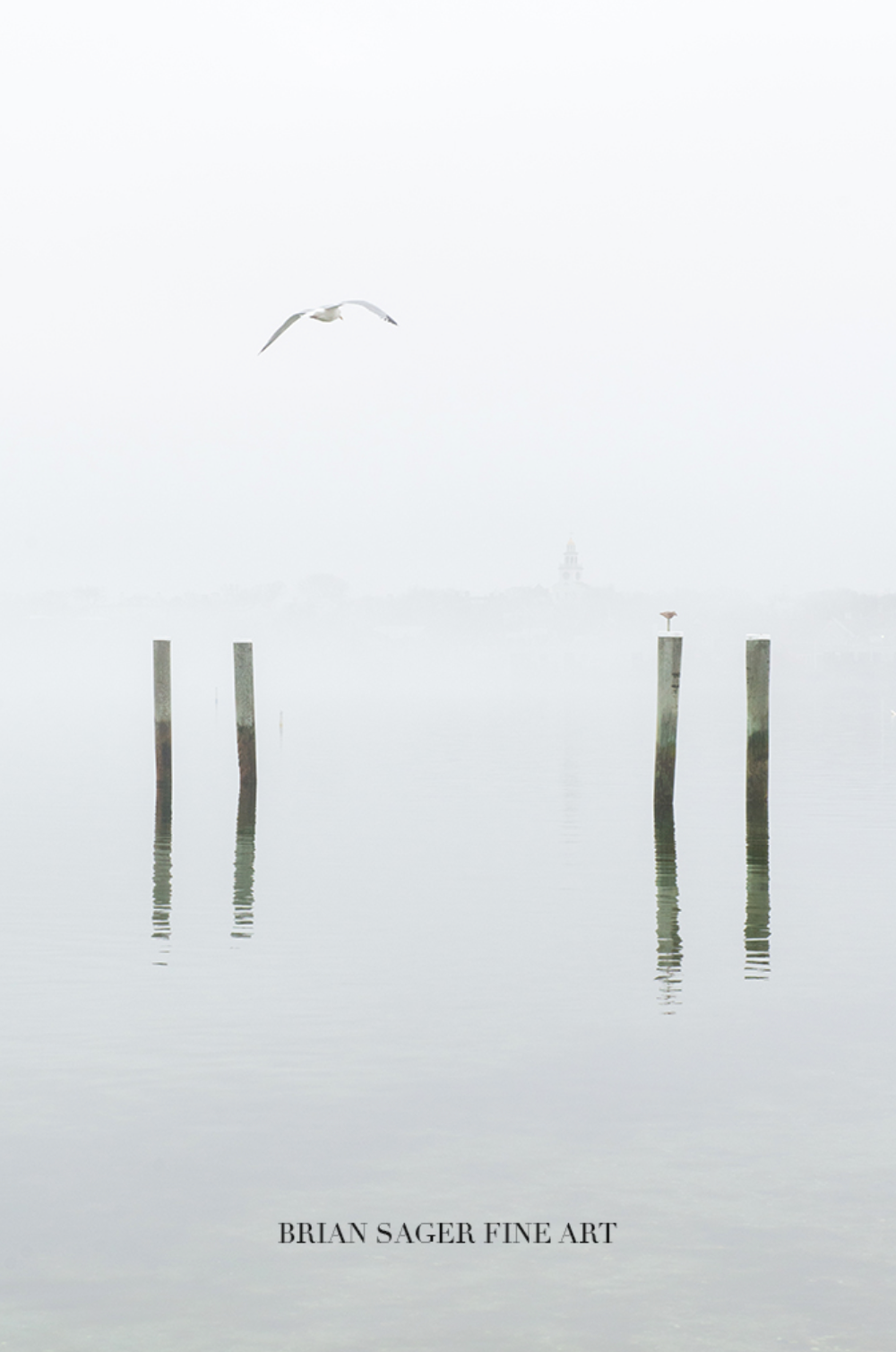 36x24" Print on Metal: Winter Fog, Nantucket Harbor