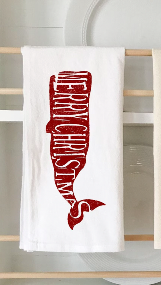 Christmas Whale Tea Towel